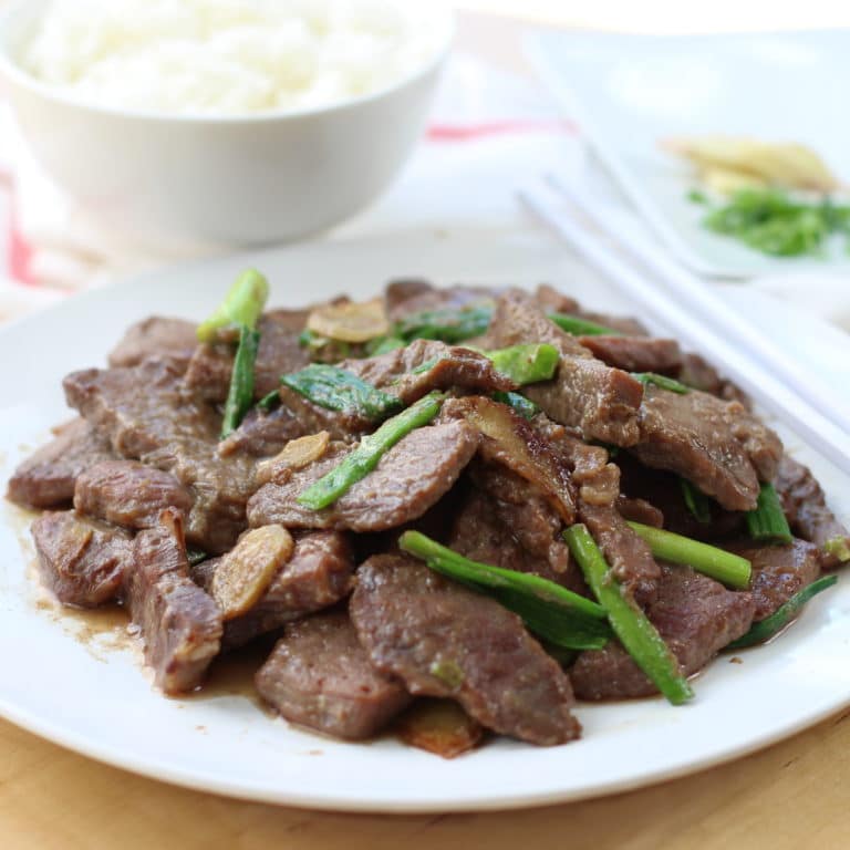 Stir Fry Beef with Ginger and Scallions - Joyous Apron