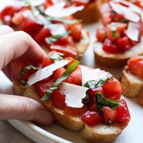 Bruschetta with Tomatoes, Basil and Balsamic Vinegar - Joyous Apron