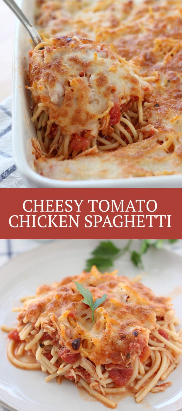 Cheesy Tomato Chicken Spaghetti - Joyous Apron