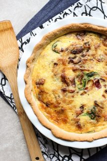 Bacon Spinach Cheddar Quiche (with Caramelized Onions) - Joyous Apron