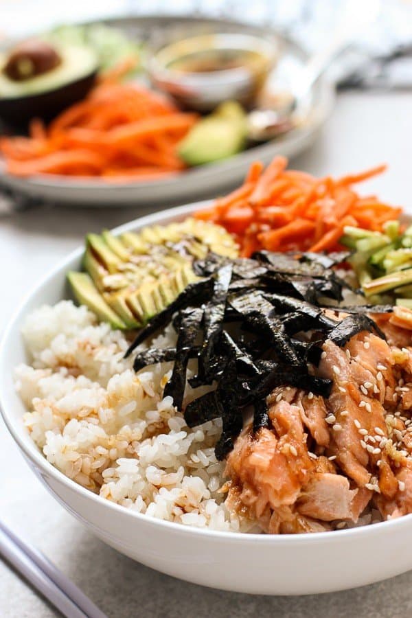 Baked Salmon Deconstructed Sushi Bowl - Joyous Apron