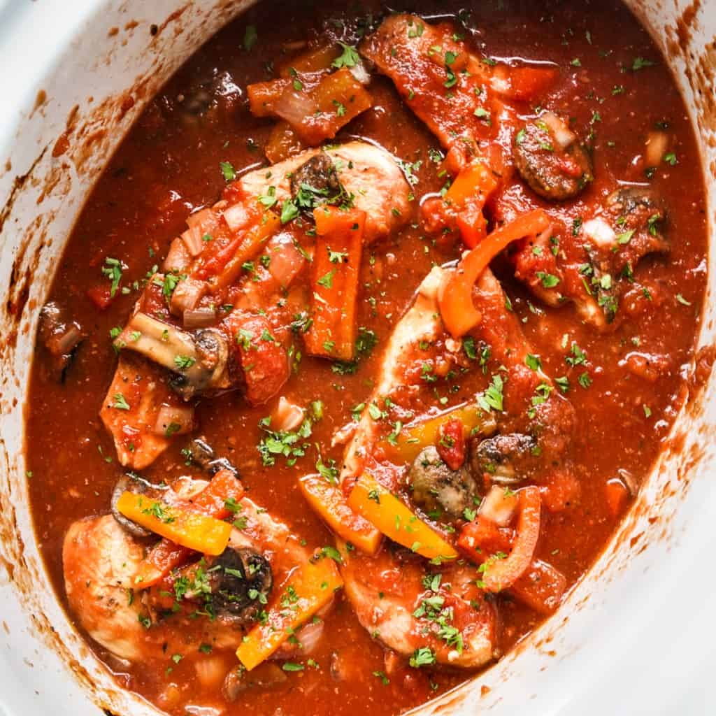 Slow Cooker Chicken Cacciatore - Joyous Apron