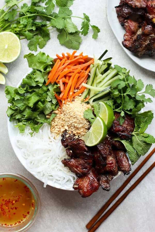 [Vietnamese Recipes] Noodle Bowl With Grilled Pork - All Asian Recipes ...