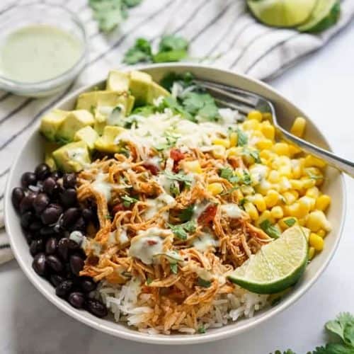 Slow Cooker Chicken Burrito Bowl (Crockpot) - Joyous Apron