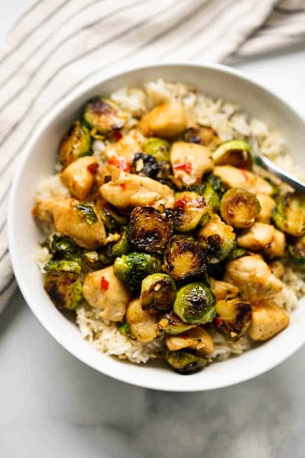 Chicken Brussels Sprouts Stir Fry (EASY) - Joyous Apron