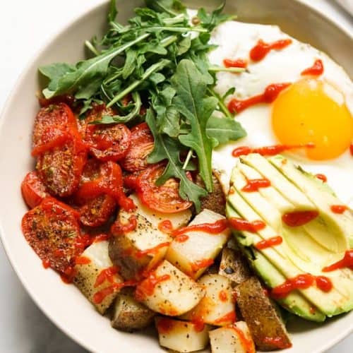 Savory Breakfast Bowl with Egg, Potatoes and Avocados - Joyous Apron