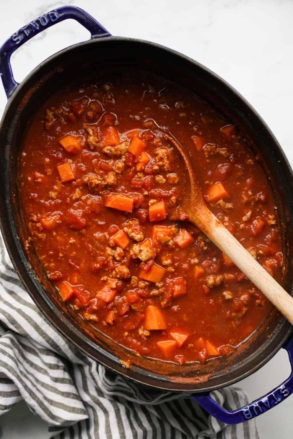 Turkey Sweet Potato Chili (No beans!) - Joyous Apron