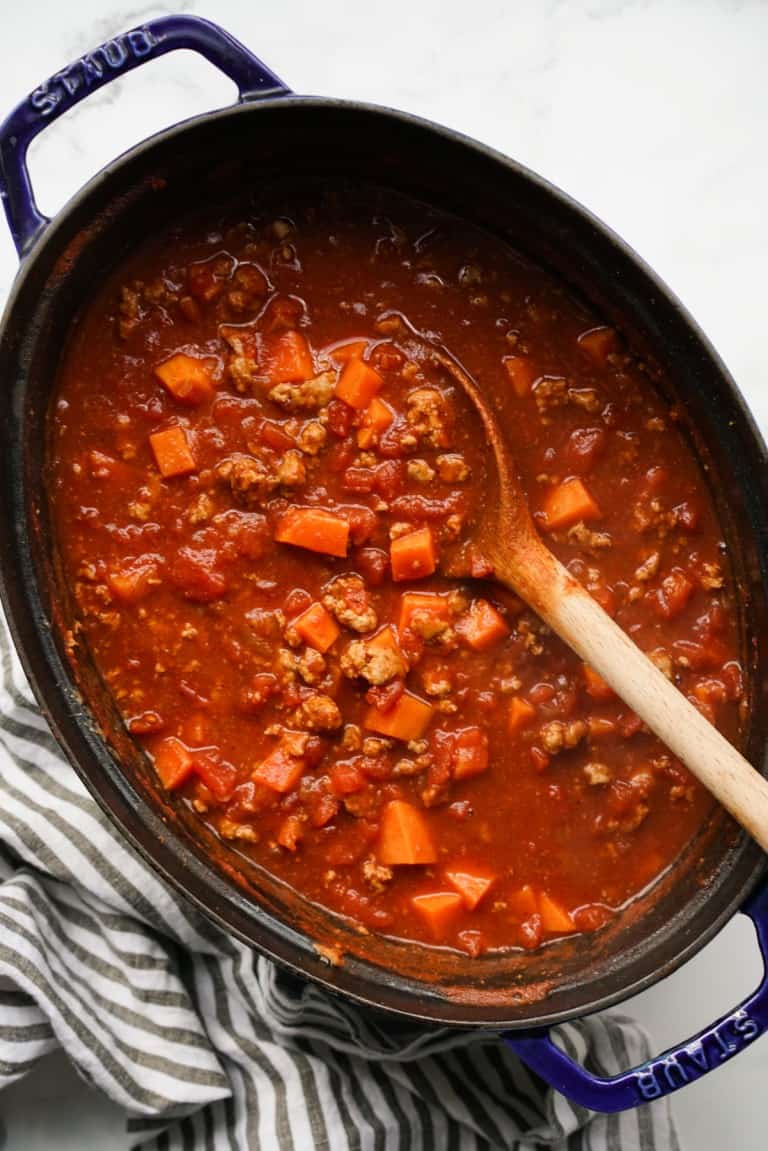 Turkey Sweet Potato Chili (no Beans!) - Joyous Apron