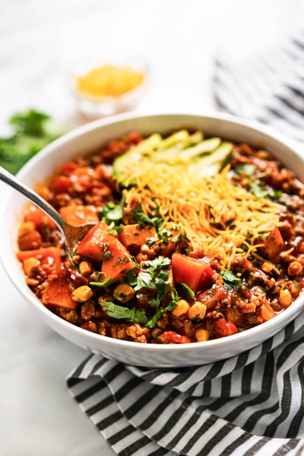 Turkey Sweet Potato Chili (No beans!) - Joyous Apron