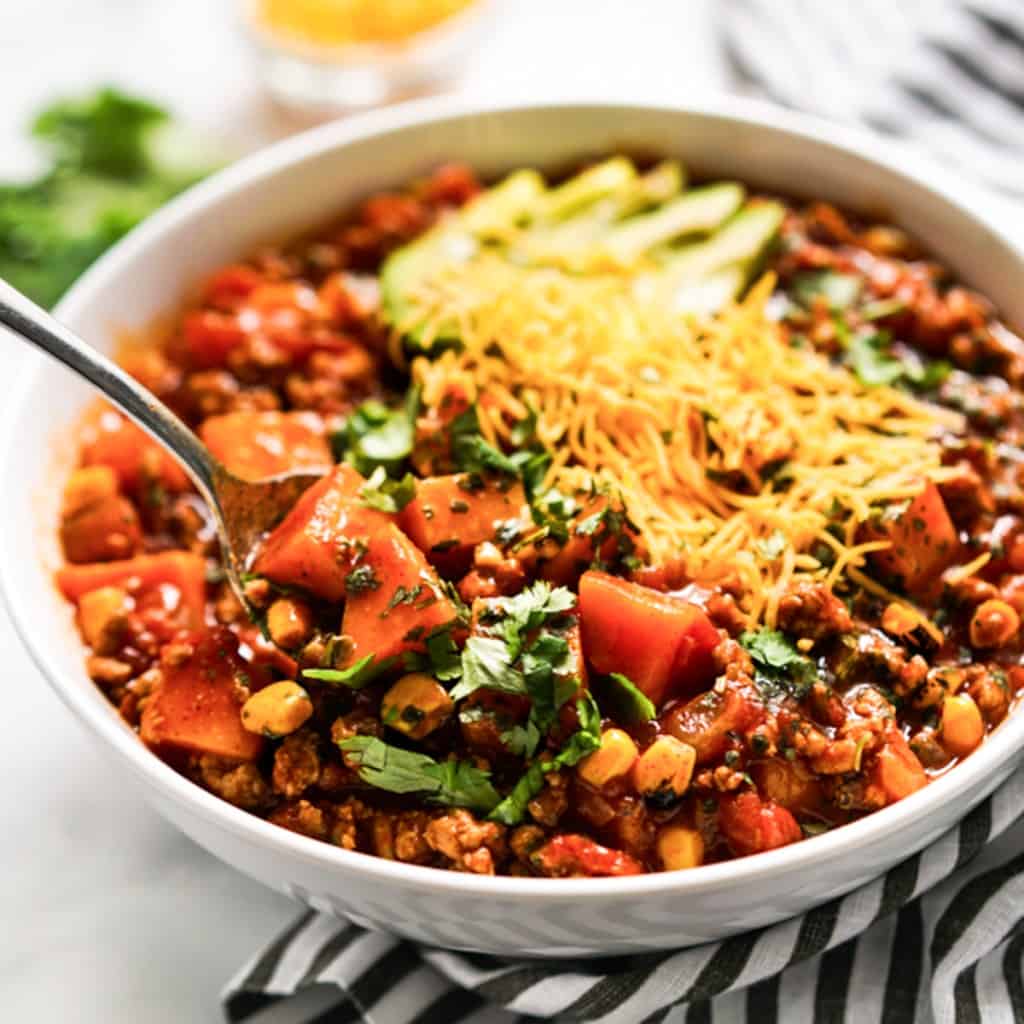 Turkey Sweet Potato Chili (No beans!) - Joyous Apron