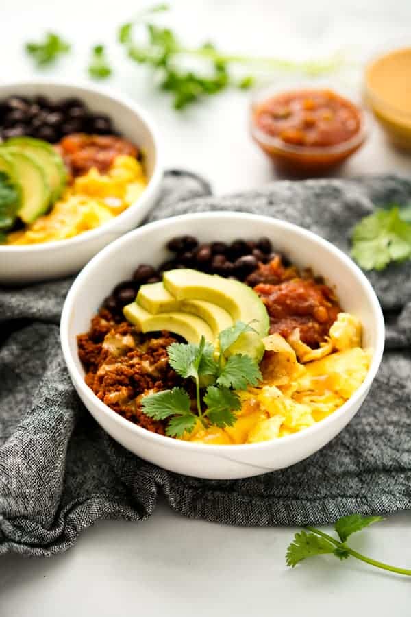 Mexican Breakfast Bowl with chorizo, eggs & black beans - Joyous Apron