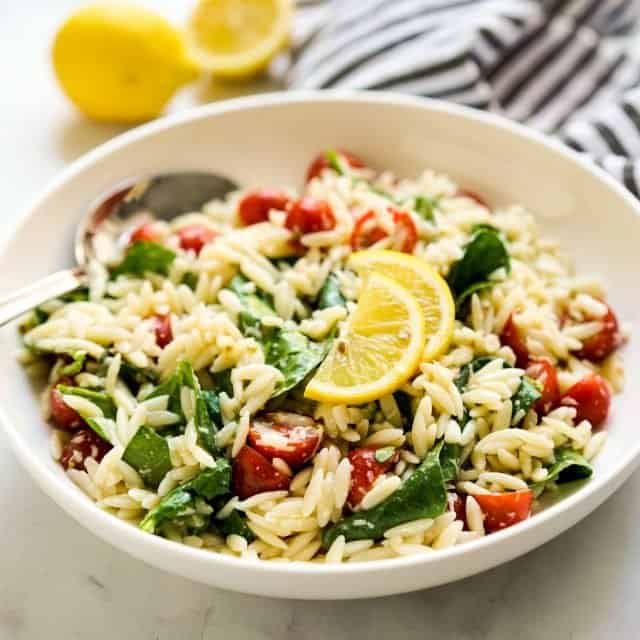 Lemon Orzo Spinach Salad - Joyous Apron