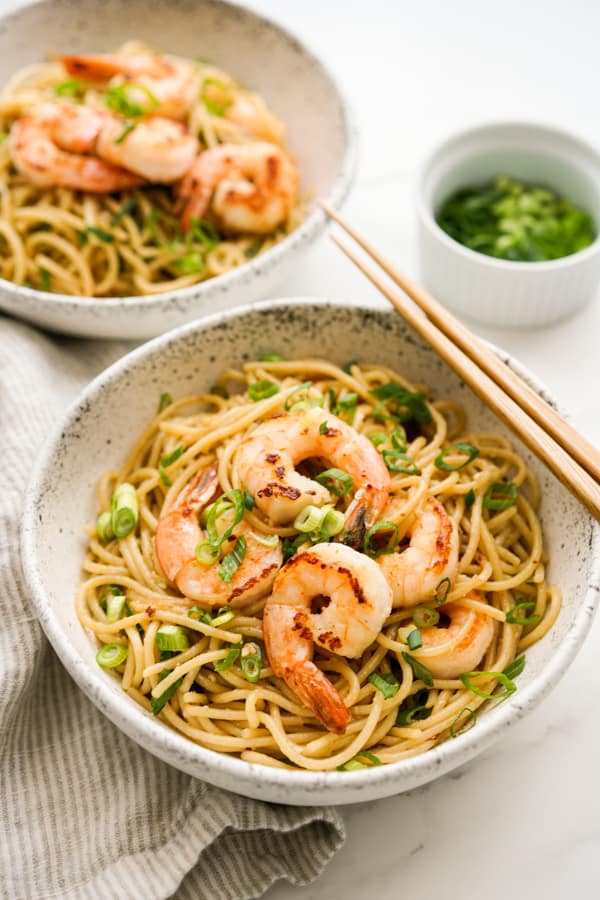 Garlic Noodles with Shrimp - Joyous Apron