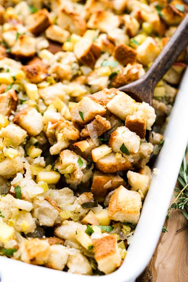 Apple Stuffing with Celery Herbs and Onions - Joyous Apron