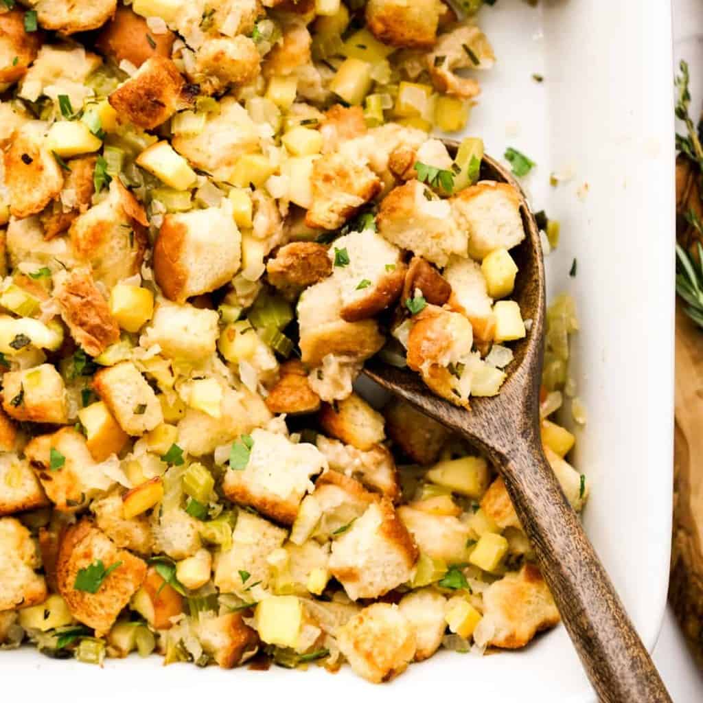 Apple Stuffing with Celery Herbs and Onions - Joyous Apron