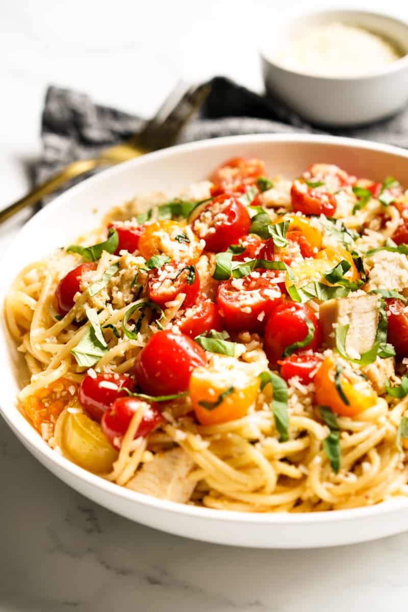 Cherry Tomato Pasta with Chicken - Joyous Apron