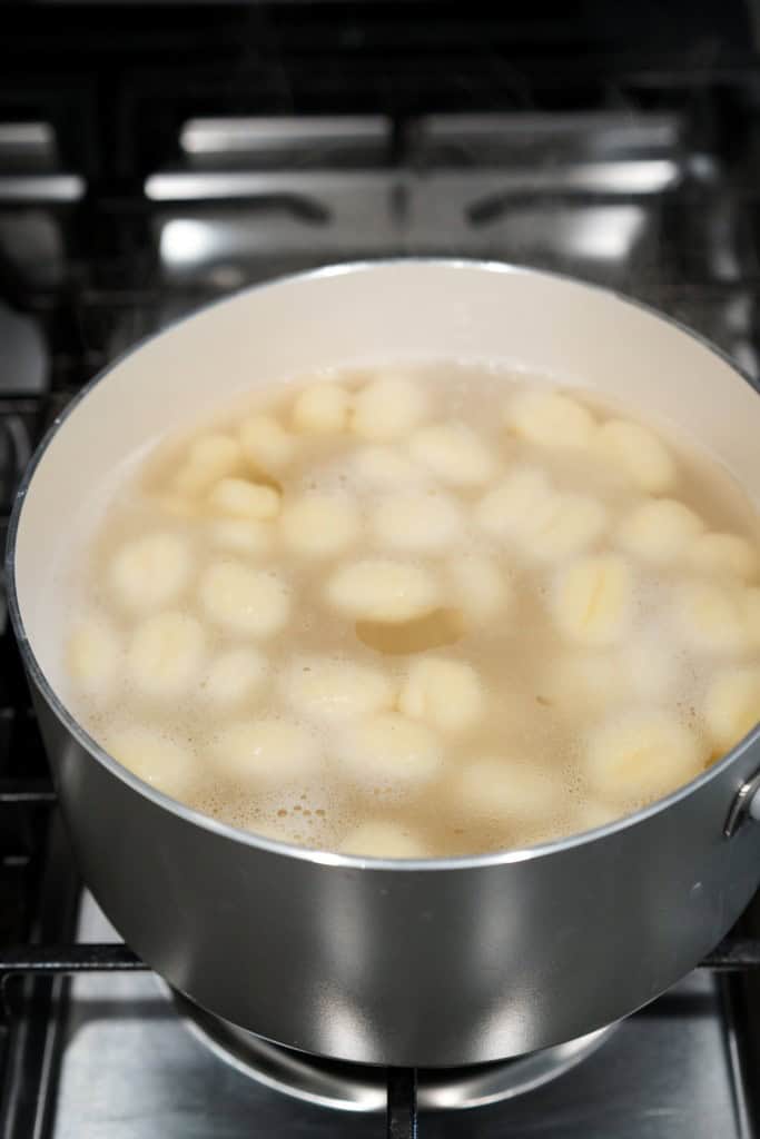 Boiling Gnocchi in a pot of water